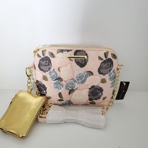 Floral pink small crossbody bag